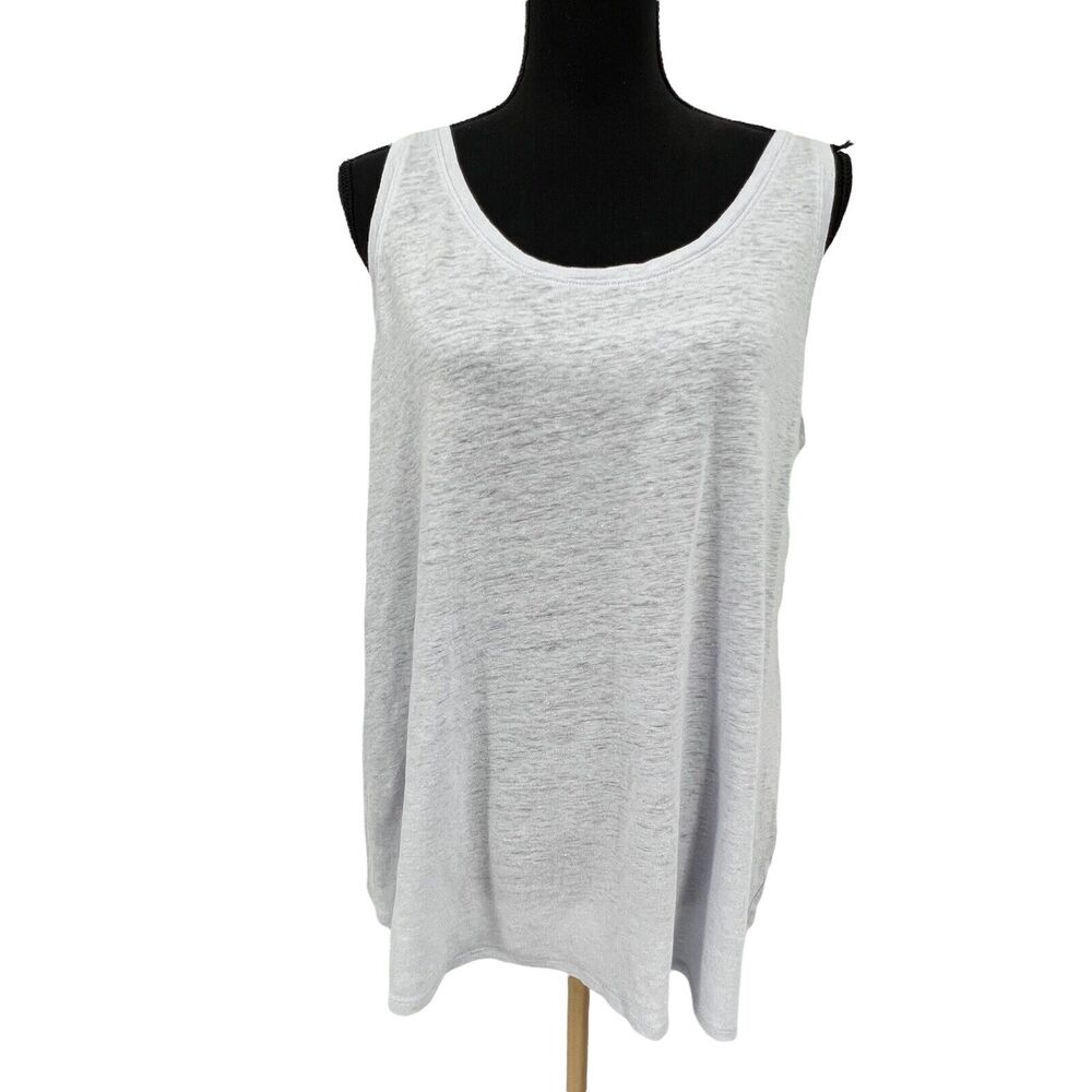 Eileen Fisher Light Blue Purple Linen Scoopneck Tank Top Size L